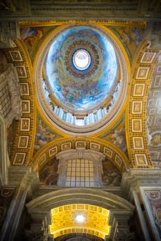 VATICAN CITY, VATICAN - OCTOBER 18, 2016: Interior of the famous St Peter's basilica. It is an Italian Renaissance church in Vatican City, the papal enclave within the city of Rome.
