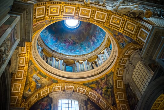 VATICAN CITY, VATICAN - OCTOBER 18, 2016: Interior of the famous St Peter's basilica. It is an Italian Renaissance church in Vatican City, the papal enclave within the city of Rome.