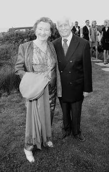 Prof. Kurt Biedenkopf and his wife Ingrid . Manfred Baumann invited to the yearly crab dinner in his house in Morsum - Sylt