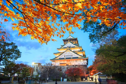 The beautiful Osaka Castle in Osaka with nice background, Japan