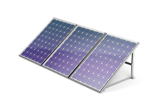Solar panels on white background