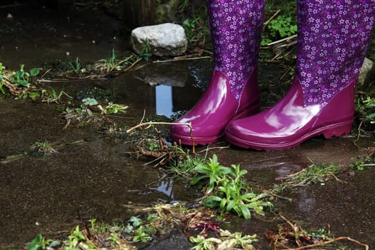 Colorful colorful waterproof rubber boots in the rain,flood,and gardening