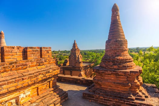 Bagan buddha tower at day , famous place in Myanmar/ Burma