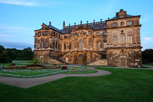 Historic building in the Baroque Palace in the large garden of Dresden