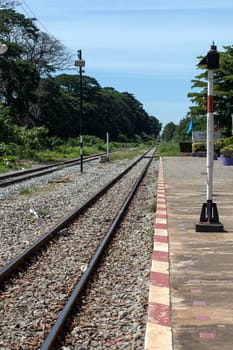 train station Thailand transport railroad blue sky