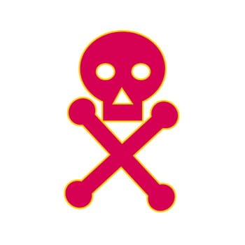 Illustration of a Poison Symbol icon, the skull-and-crossbones symbol , consisting of a human skull and two bones crossed together behind the skull, generally used as a warning of danger, particularly in regard to poisonous substances