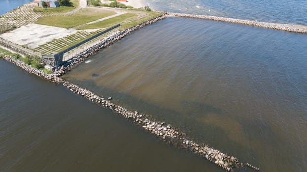 Harbor Roja Latvia Aerial view of countryside drone top view
