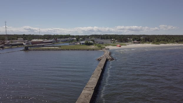 Harbor Roja Latvia Aerial view of countryside drone top view