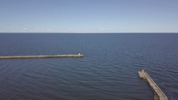Harbor Roja Latvia Aerial view of countryside drone top view