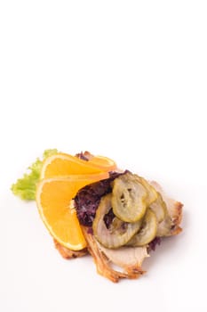 Danish specialties and national dishes, high-quality open sandwich, isolated on white background