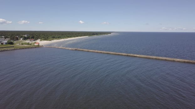 Harbor Roja Latvia Aerial view of countryside drone top view