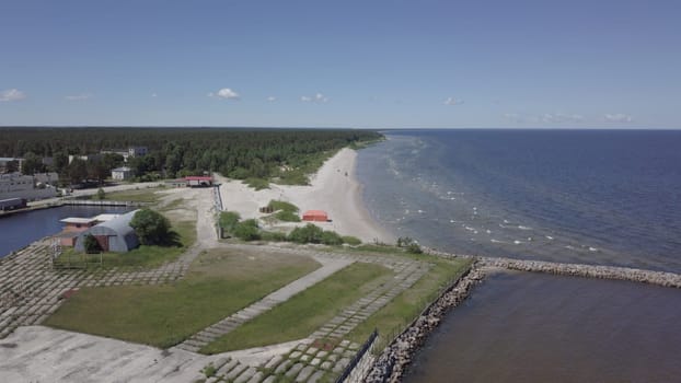 Harbor Roja Latvia Aerial view of countryside drone top view