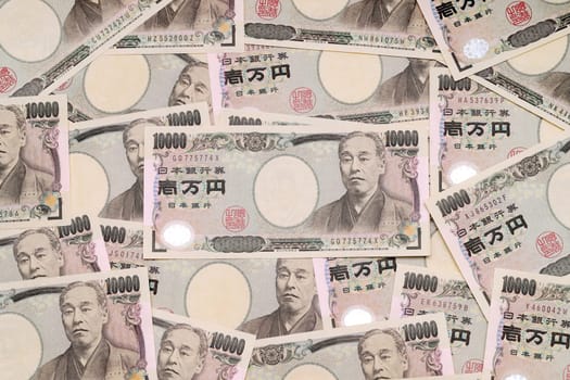 Background of japanese ten thousand yen, view of cash money yen
