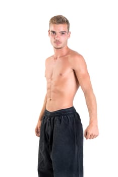 Martial arts student isolated in a white background