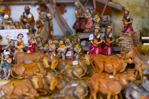 Decorative Christmas figures in detail at a Christmas market