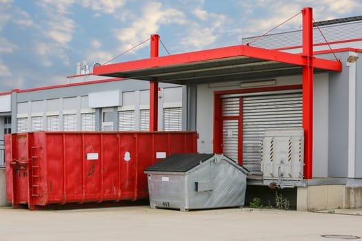 Roller shutters of a goods receipt of a warehouse building
