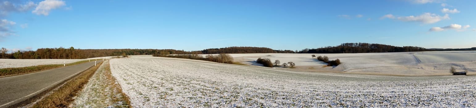 Beautiful winter landscape in Germany,Central Hesse