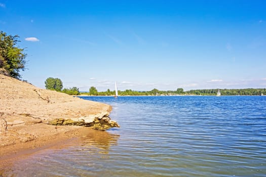 Kollerinsel Bruehl, view from the stony beach