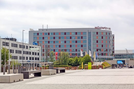 Stuttgart, Germany - May 06, 2017: Movenpick Hotel near airport Stuttgart and Stuttgart trade fair (Messe).
