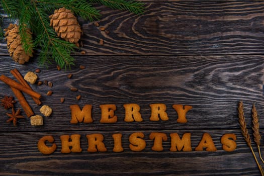 Gingerbreads for christmas on wooden background