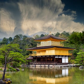 The Kinkaku-ji Temple, the golden pavilion, a Zen buddhist temple in kyoto, Japan