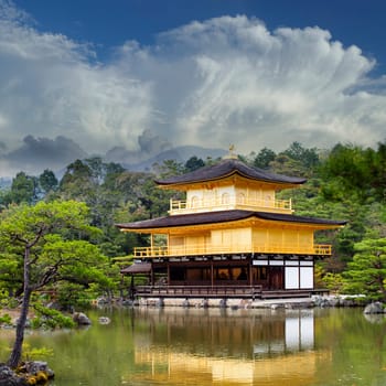 The Kinkaku-ji Temple, the golden pavilion, a Zen buddhist temple in kyoto, Japan
