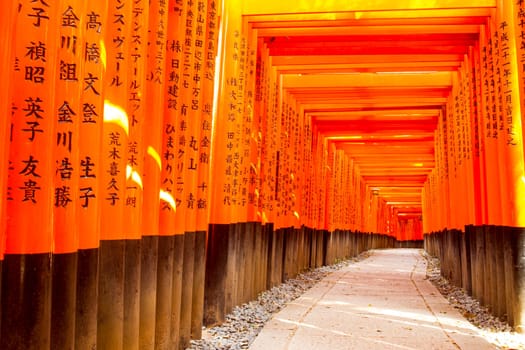The beautiful orange color temple at Kyoto, Japan
