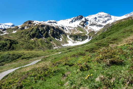 Glaciers in summer,snow-capped mountain peaks in the Hohe Tauern
