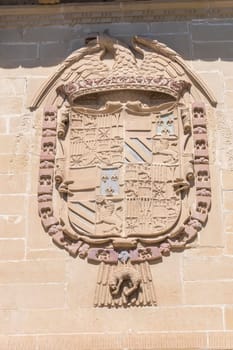 Old justice house and jail facade detail, now City Hall, Baeza, Spain