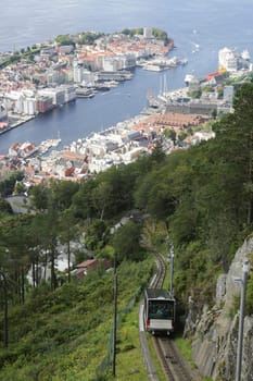 The Floibanen funicular to Mount Floyen at Bergen City