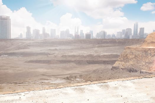 A destroyed city from far. You can use this for background for image or writing. Post apocalyptic concept.