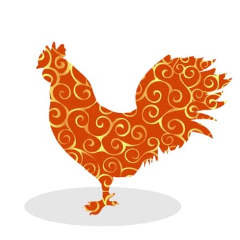 Cock Vintage silhouette pattern bird. Vector illustration.