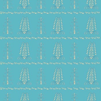 Christmas trees vintage seamless pattern. Ethnic ornament vector background.