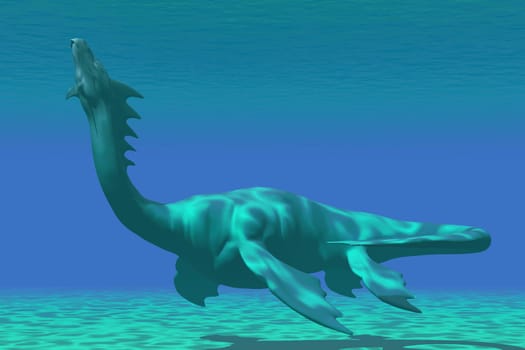 A large Sea Dragon swims along the sandy bottom of the ocean.
