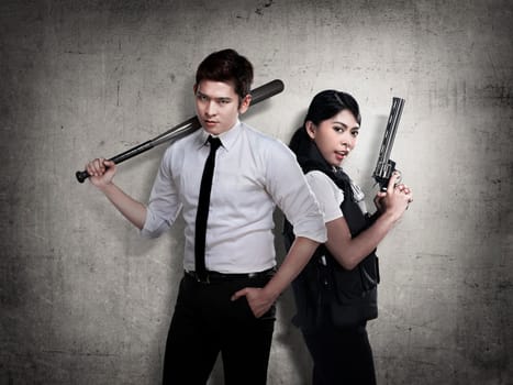 Police man and woman ready to fight crime