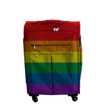Travel baggage with LGBT Flag isolated over white background