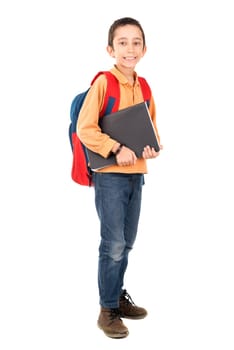 Young boy posing ready to go back to school