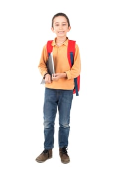 Young boy posing ready to go back to school