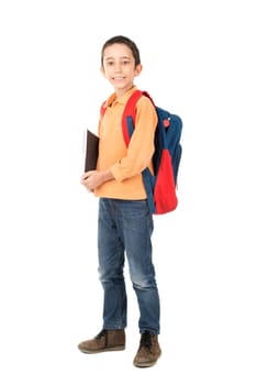 Young boy posing ready to go back to school