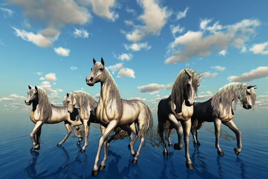 Five Stallions stand together symbolizing unity, power and strength.