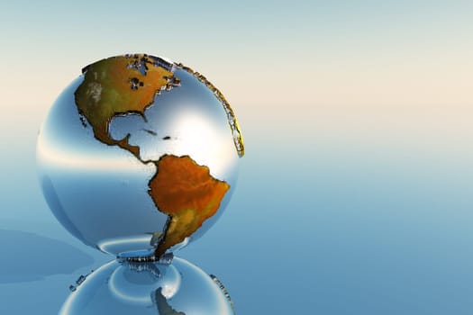 A globe depicting the continents of North and South America.