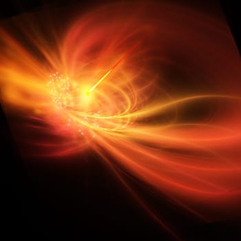 A supernova explosion causes a Gamma Ray Burst in the vast universe..