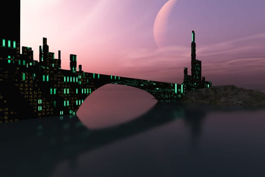 Modern architecture is the norm on this alien planet which is an Earth colony.