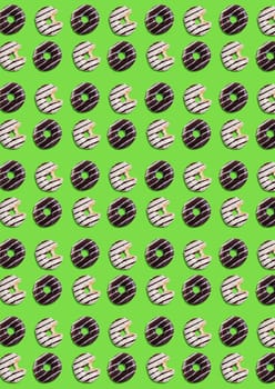 The bitten chocolate cookie sprinkled. Abstract pattern