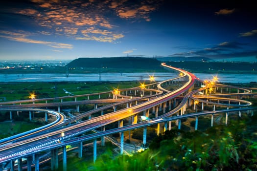 The beautiful sunset city road with very nice background color
