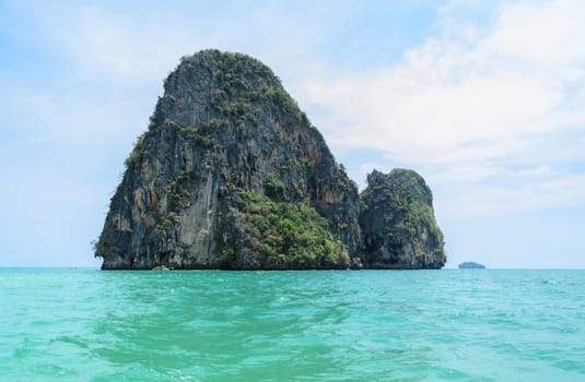 Beautiful limestone mountain cliff and natural attractions at Ao Nang in Krabi Province, Thailand