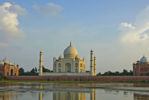 Taj Mahal view from the banks of river Yamuna