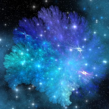 A collection of gasses and stars accumulate after an explosion of a Neutron star.