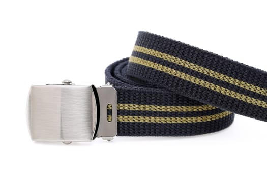 blue color canvas belt isolated on white background