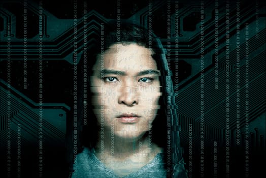 Hacker wearing hoodie shirt. Security concept image